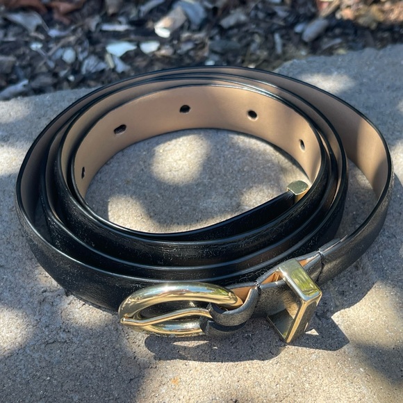 Michael Kors black skinny leather waist belt